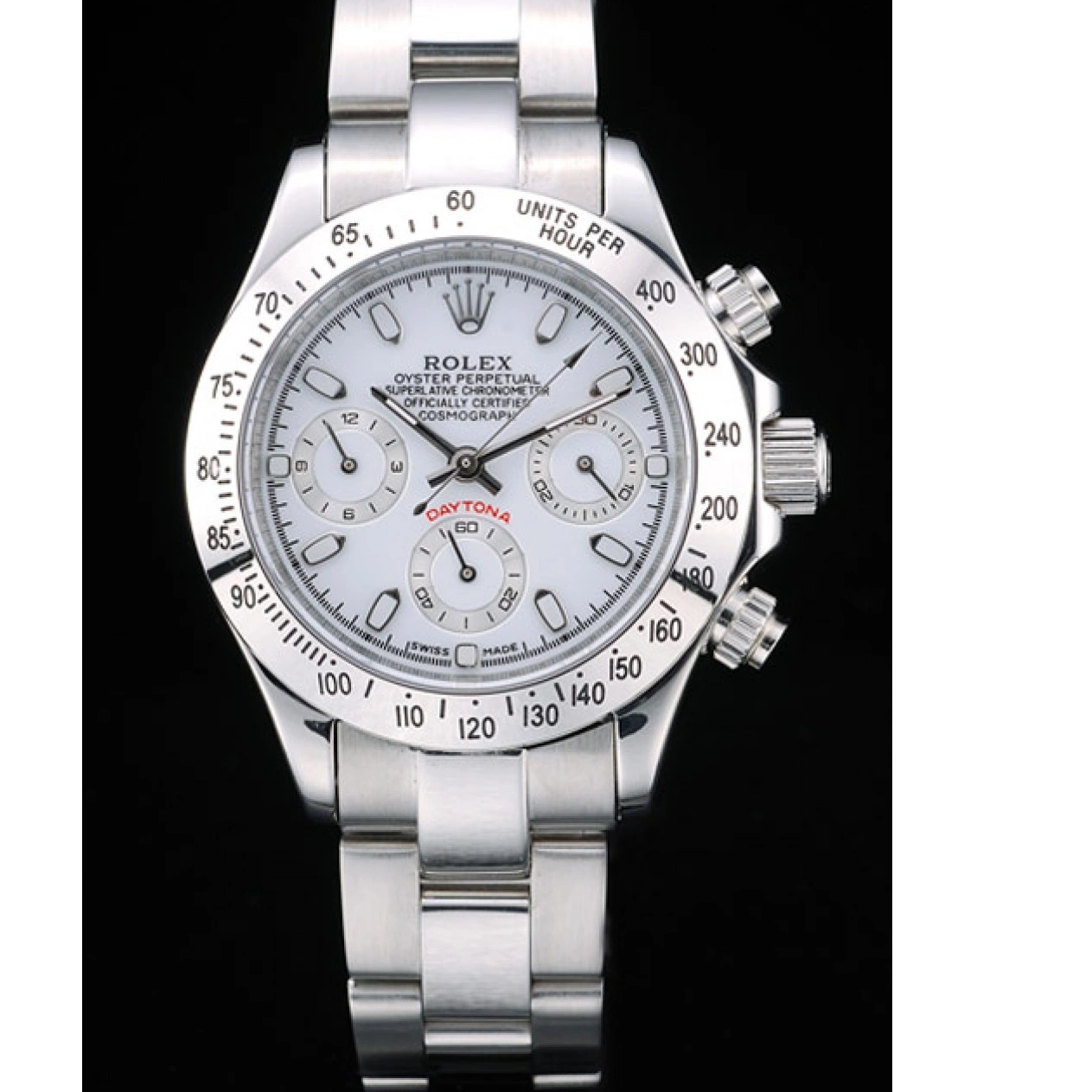 Daytona Dial Case Stainless Rolex Tachymeter Steel White Lady 0527